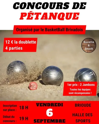 Participez à notre concours de pétanque organisé par le club de basket de Brioude.